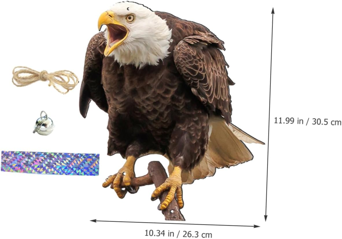 Outdoor Hanging Owl Ornament with Bell, Decorative Garden Owl Decoy for Tree, Bird Deterrent Wind Chime for Yard and Orchard Use image number 4