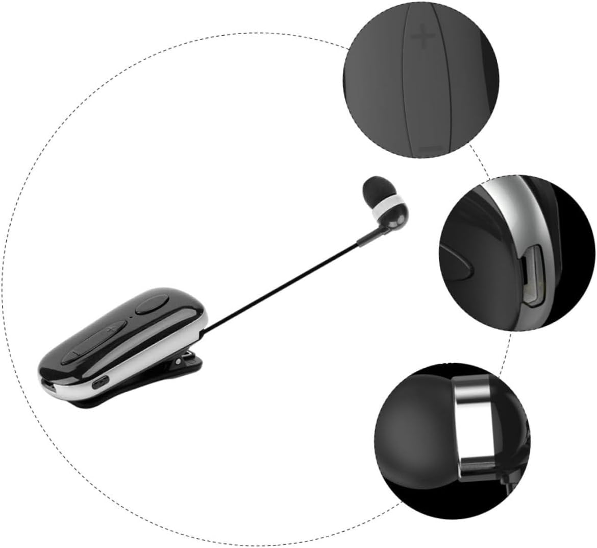 Gadpiparty Headset Retractable Wireless Earphone Clip for Sports Lightweight Design for Running Gym Use Sound Quality
