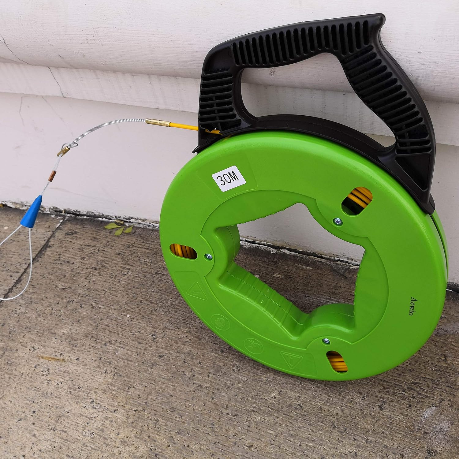 30M(100Ft) Fiberglass Electrical Wire Cable Fish Tape Reel Cable Puller (Green Shell) image number 5