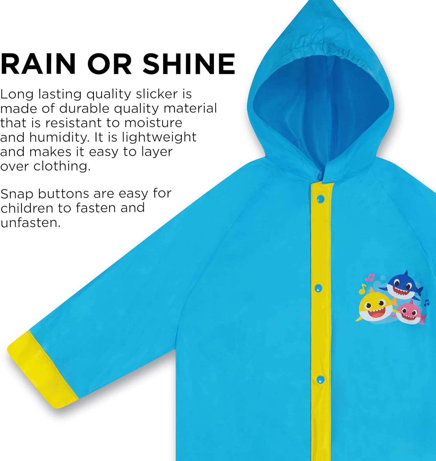Baby Shark Kids Umbrella and Slicker, Rainwear Set for Boys and Girls, Blue/Yellow, Age image number 2