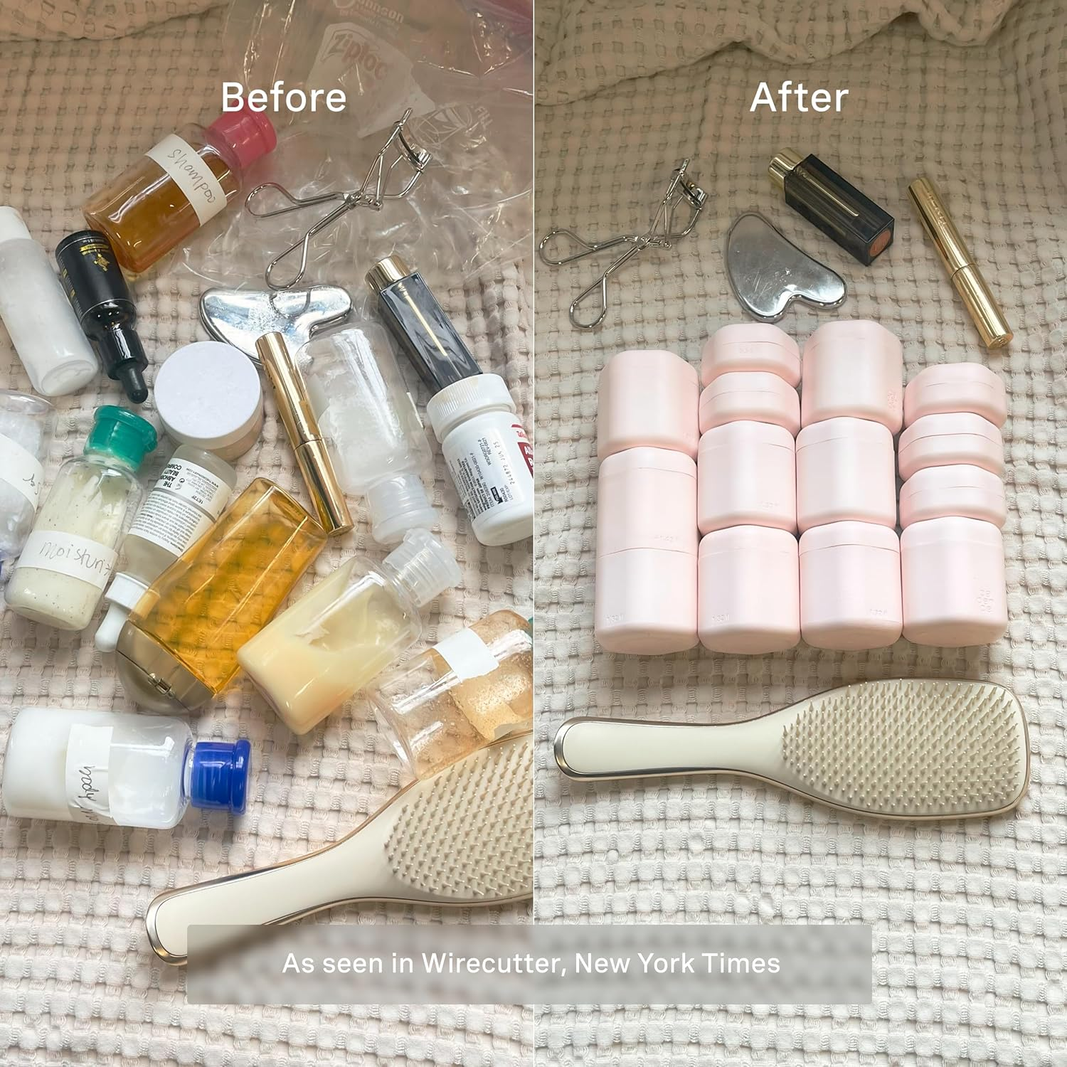 Cadence Travel Containers - Core Skincare Set - Magnetic Containers with Lids,2 Small (0.56Oz) & 3 Medium (1.32Oz) - Cleanser, Moisturizer, Serum, Makeup Remover & Sun Icon Labels - Petal image number 3