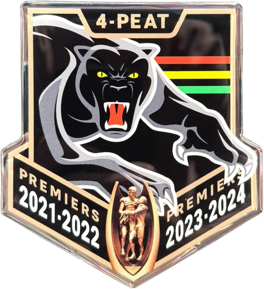Fan Emblems Panthers Car Decal &bull; Penrith Panthers 4-Peat Logo Clear Resin Coated Chrome Automotive Sticker - Size: 115 X 105 X 2 Mm &bull; Officially Licensed NRL Car Accessories image number 2