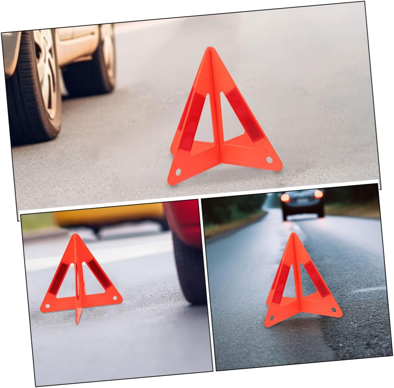 5Pcs Reflective Triangle Warning Sign Vehicles High Visibility Emergency Roadside Safety Triangles Portable Car Safety Reflectors for Night Driving and Breakdown Situations image number 5