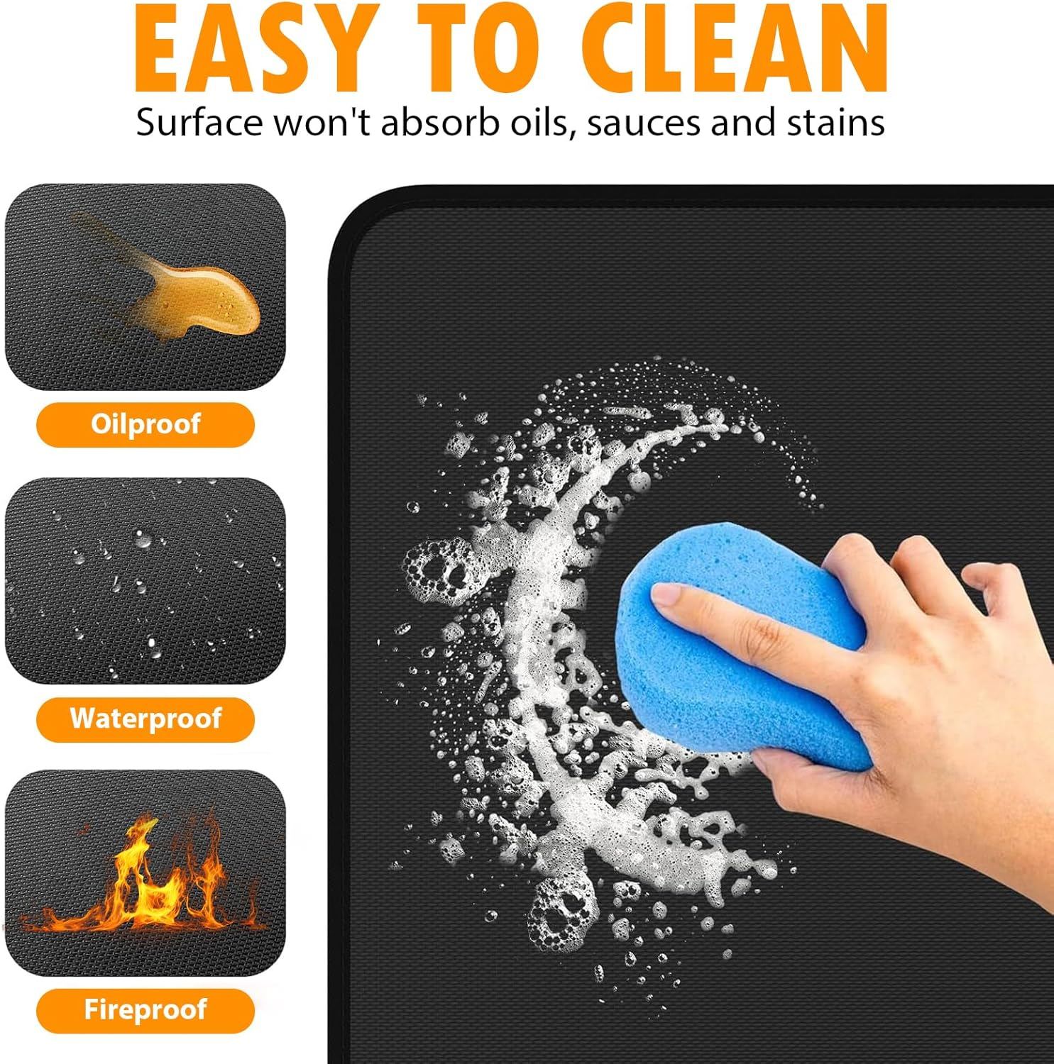 Large under Grill Mat, Double-Sided Fireproof BBQ Mat for Outdoor Charcoal, Flat Top, Smokers, Gas Grills, Oil-Proof Waterproof BBQ Protective Mats for Decks and Patios, 122 * 76 Cm