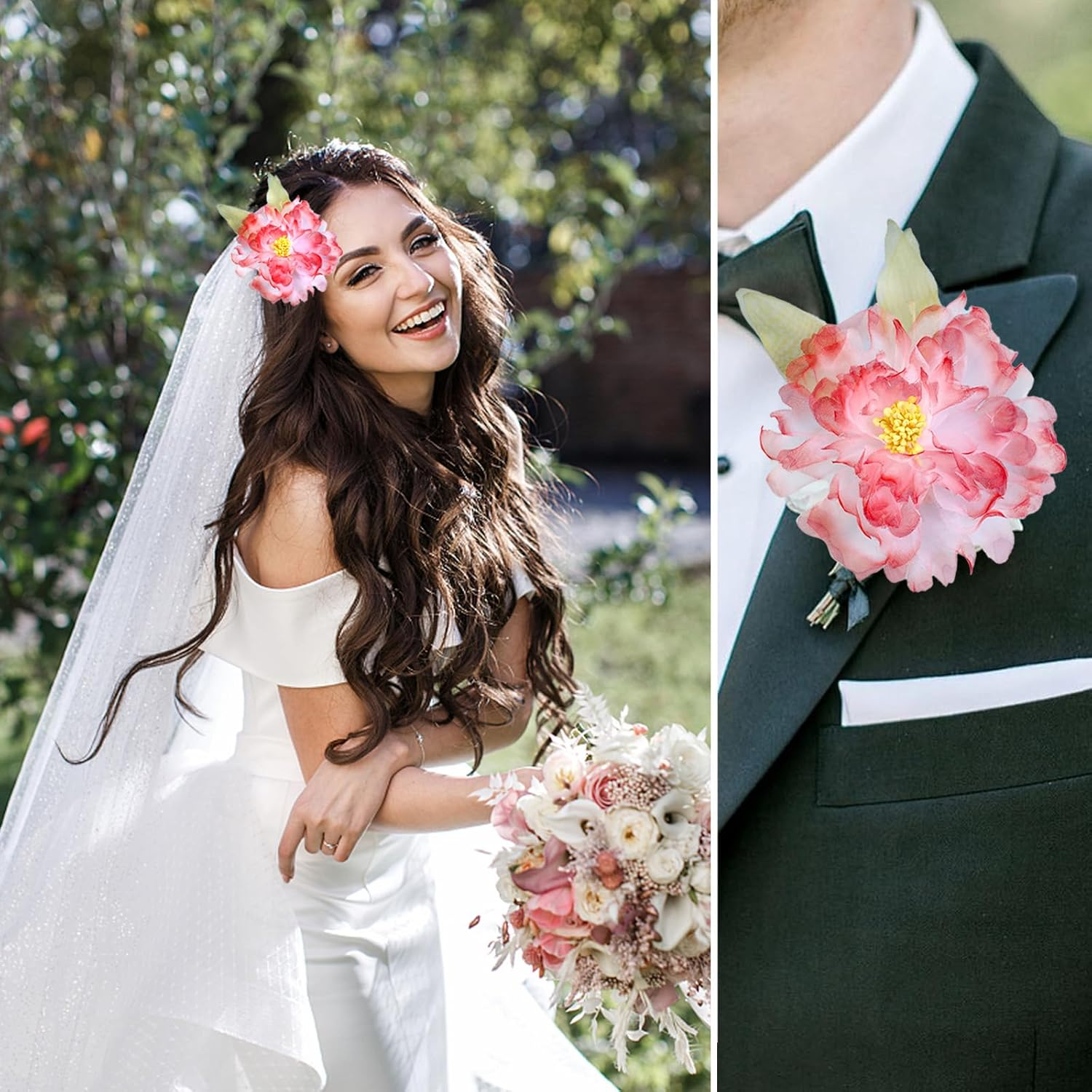 BSITSSS 3 PCS Flower Hair Clips, Fairy Flower Hair Pins, Hairpin Hair Accessories for Women Girls Summer Hawaiian Beach Wedding Bridal Shower Party image number 2