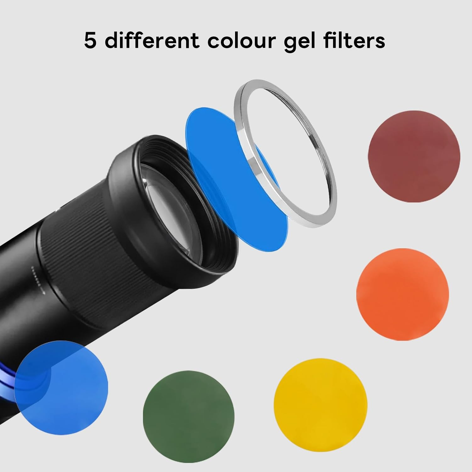 Bowens Mount Optical Snoot for Aputure Cob Light, Photography Spotlight Projector, Conical Snoot, Compatible with Aputure Amaran 150/300C, 600X Pro, Godox SL60 Etc, 5 Color Filters, 31 Gobos image number 4