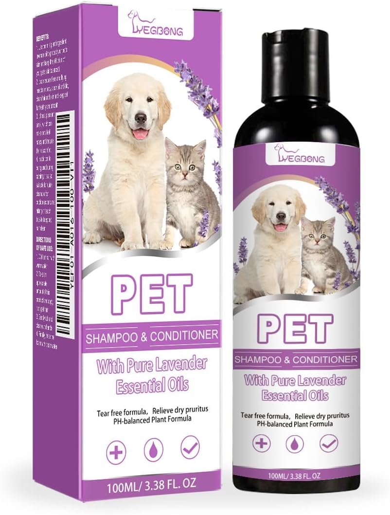 Pet Shampoo and Conditioner, Lavender Exfoliating Natural Dog Shampoo, Plant-Based Pet Products for Sensitive Skin, Pet Deodorizing Dog Shampoo image number 3