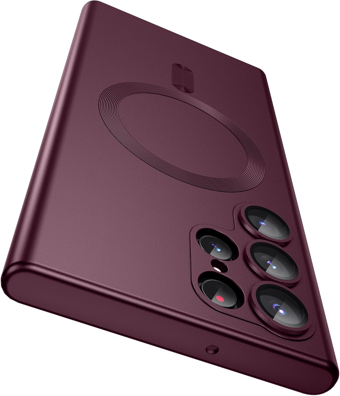 MAKAVO Matte for Samsung Galaxy S22 Ultra Case, Compatible with Magsafe, Slim Thin Magnetic Cover with Built-In Camera Lens Protector Shockproof Phone Shell (Burgundy)