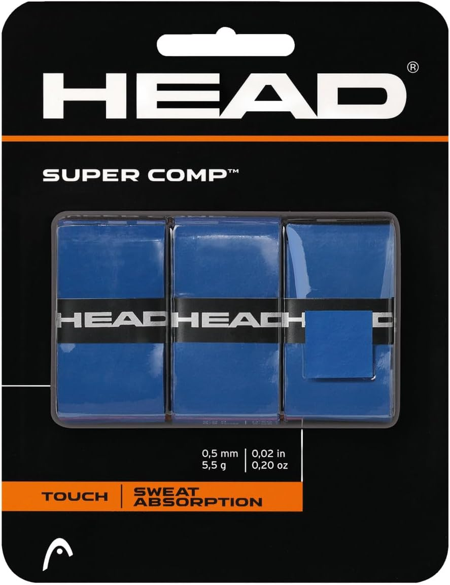 Head Super Comp Racquet Overgrip - Tennis Racket Grip Tape - Blue 3-Pack