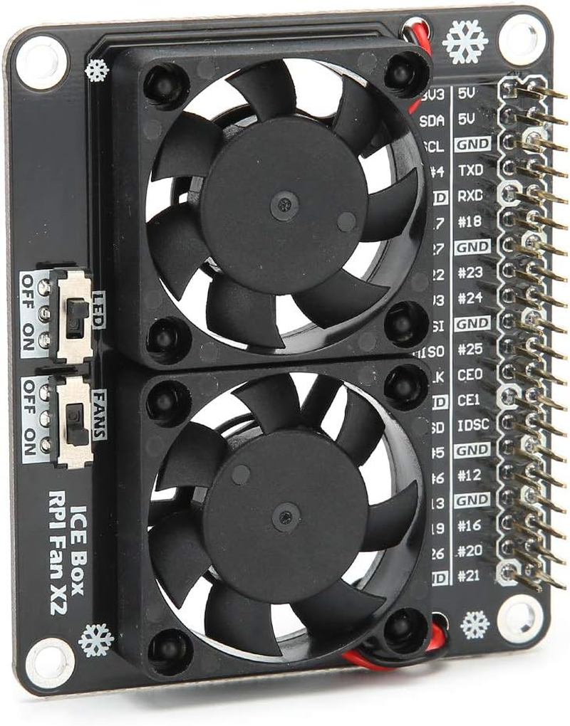 Bewinner Double Computer Case Cooling Fan, 40Pin Expansion Board Heat Sink Active Cooling Dual Fans with LED Light for 4B/3B+/3B Cooling Fan Water Cooling Systems image number 1