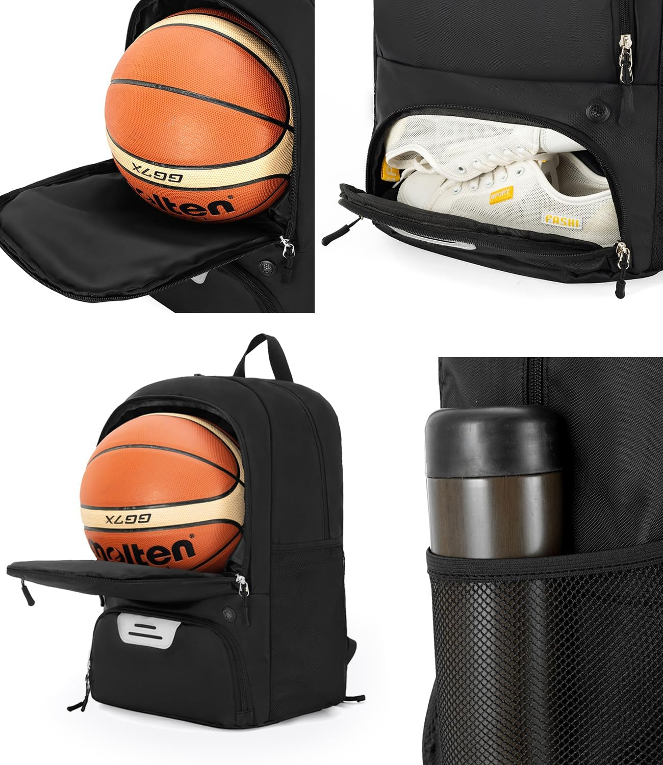 Soccer Backpack, Basketball Backpack Sports Bag, Waterproof Backpack with Separate Ball Holder Shoe Compartment, Sports Equipment Bag for Basketball Volleyball Gym Outdoor, Basketball Gifts image number 3
