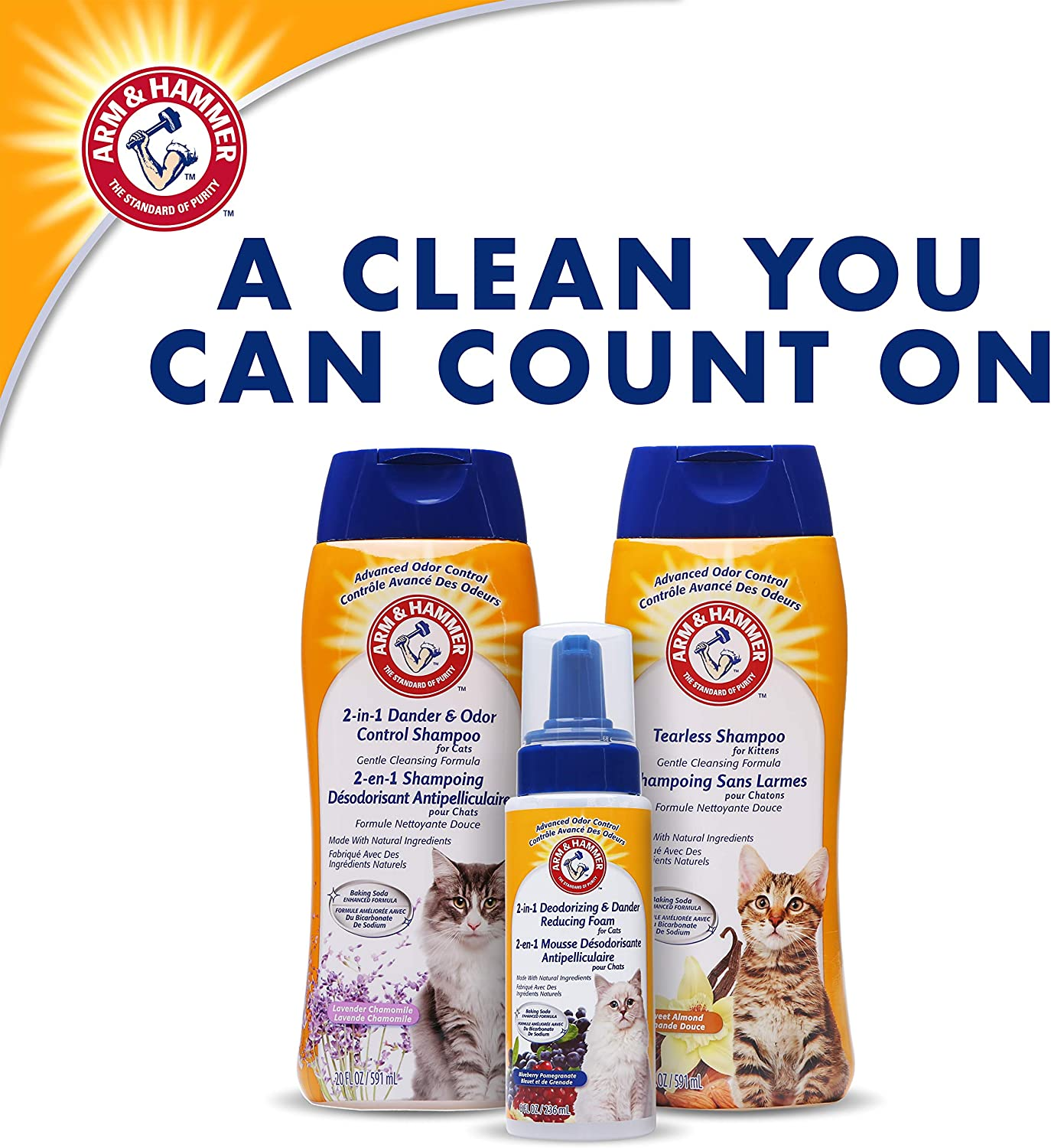 Arm & Hammer 2-In-1 Dander and Odor Control Shampoo for Cats 591 Ml