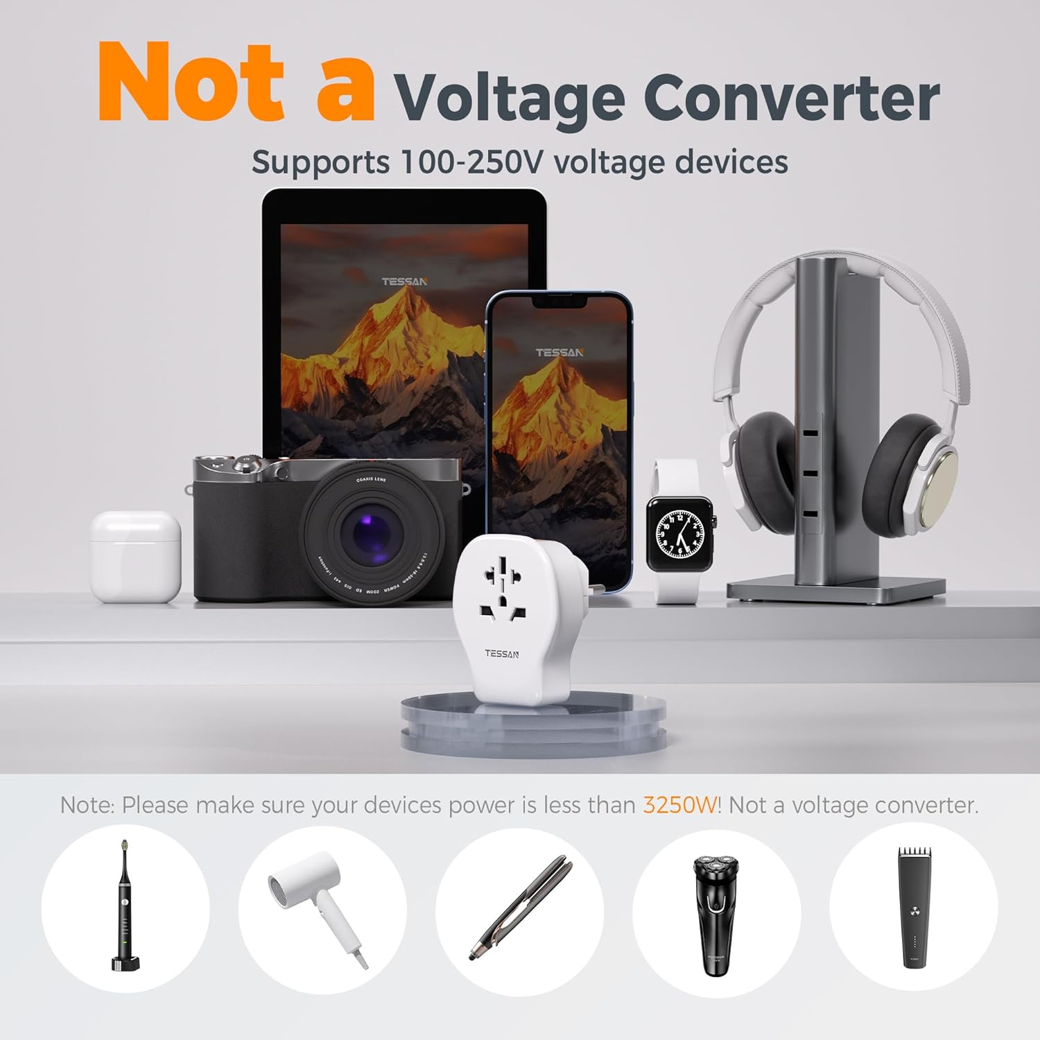 TESSAN Europe Travel Adaptor, AU to EU Travel Adapter with 3 USB Ports (2 USB-C 20W), AUS to European Plug Adaptor for Euro Portugal Bali Germany Spain France Greece Iceland, Type E/F image number 2