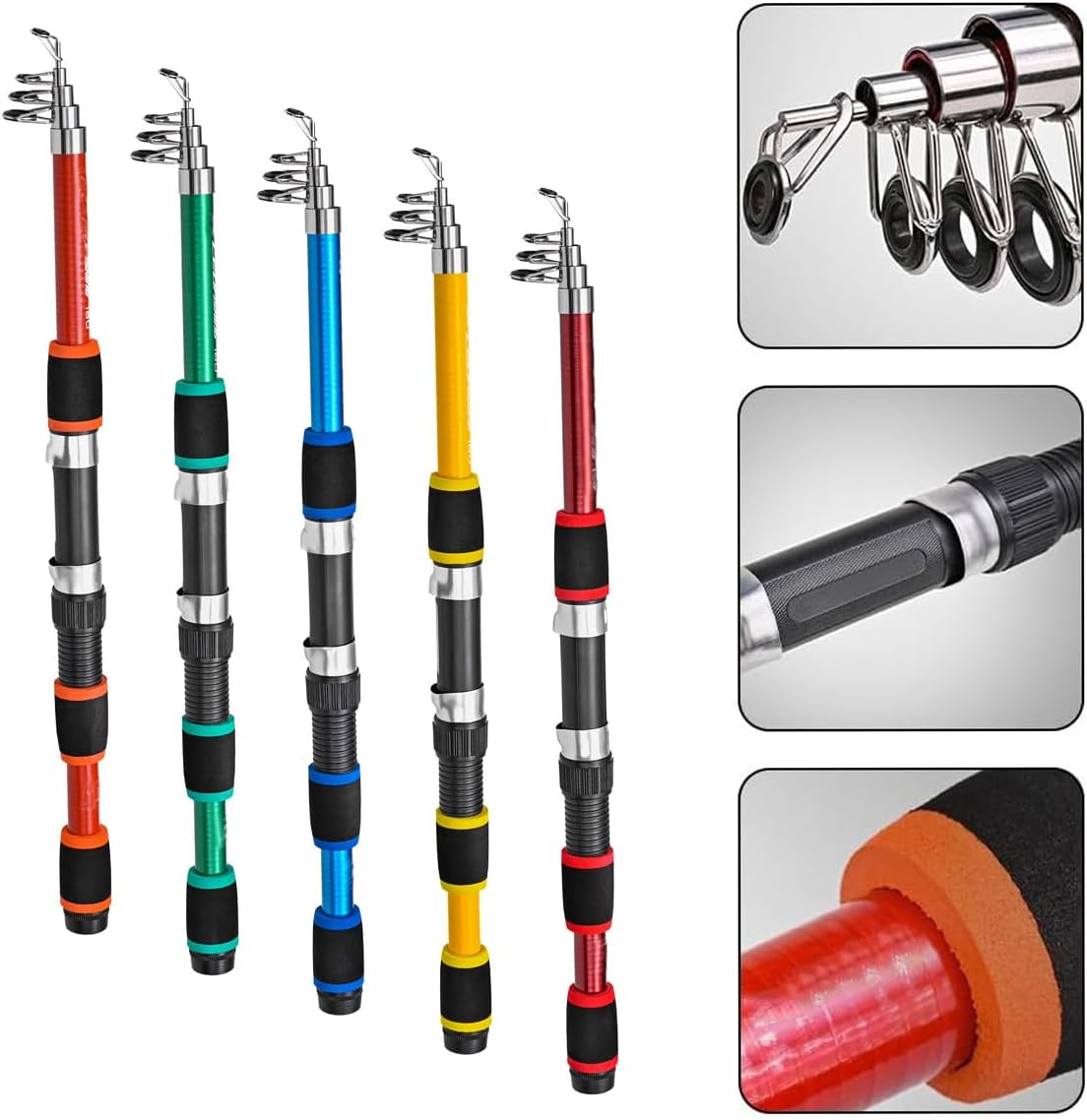 AIMALL 1.8M Telescopic Fishing Rod &ndash; 5-Section Lightweight Glass Steel Pole, Compact 16.7 Inch Closed Length, Multi-Colour Options for Sea and Freshwater Fishing - Orange image number 4