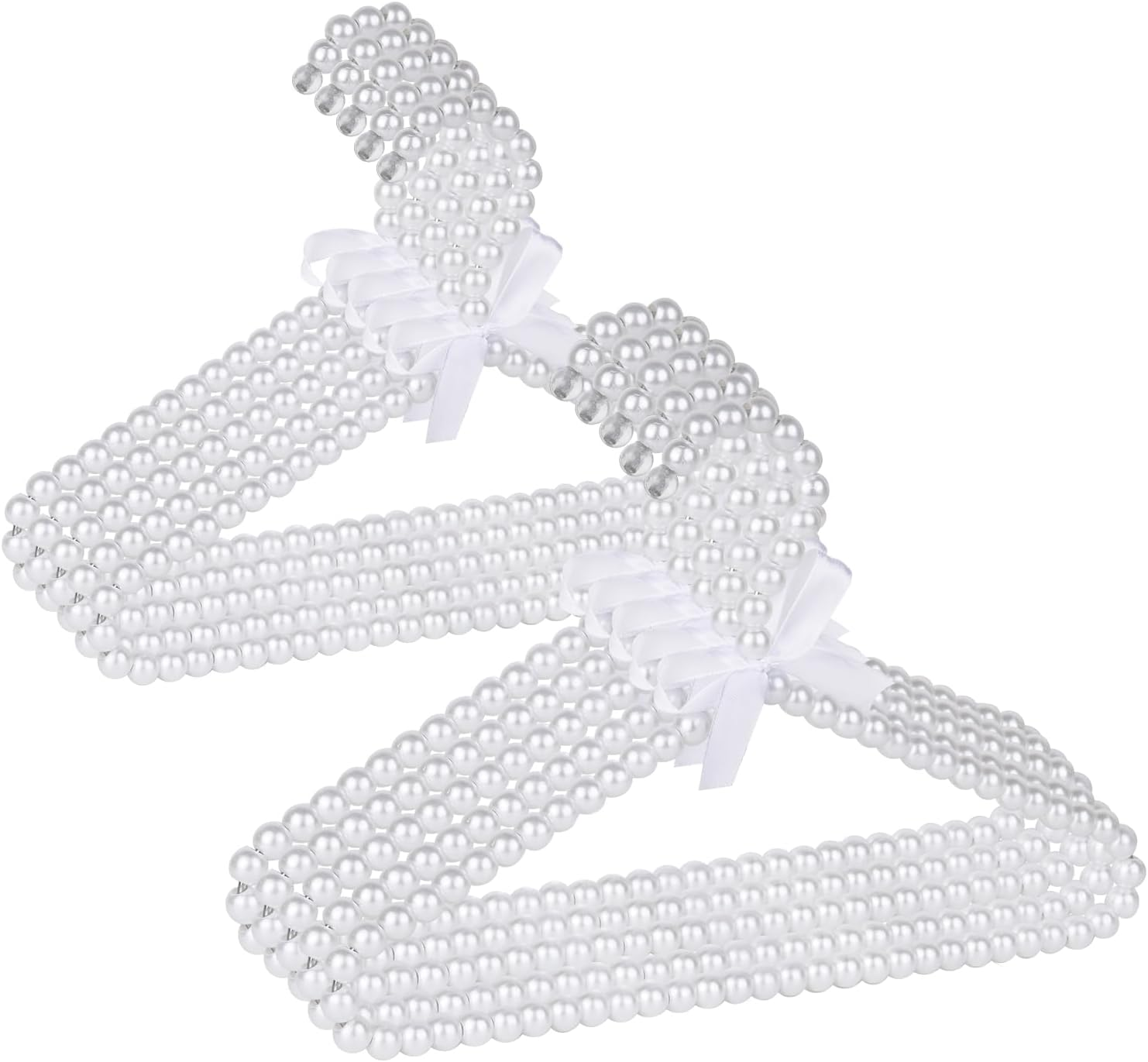 Adorila 10 Pack Pearl Hangers for Kids, Pearl Beads Clothes Hangers, Small Elegant Garment Clothes Hangers for Kids Children Pet Dog (30Cm, White) image number 4