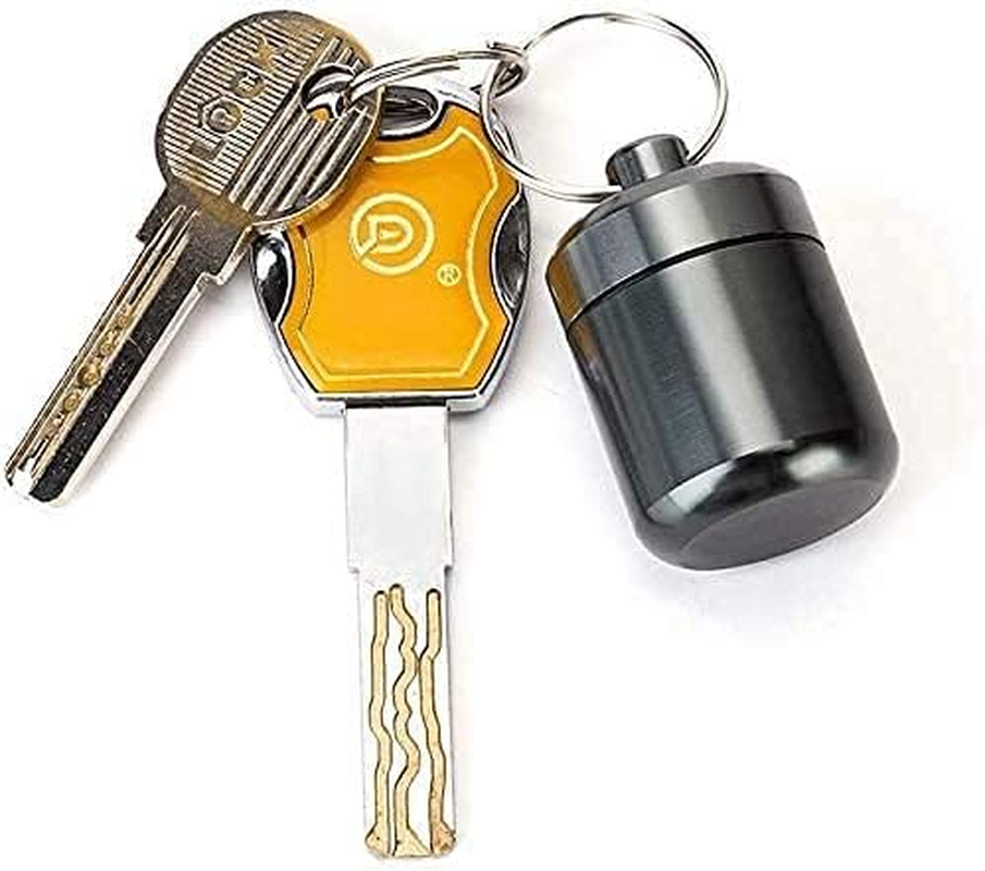 Pill Keychain Holder - 2 Pack of Small Pill Box Waterproof Pill Fob Organizer Portable Pill Holder Keychain (Grey)