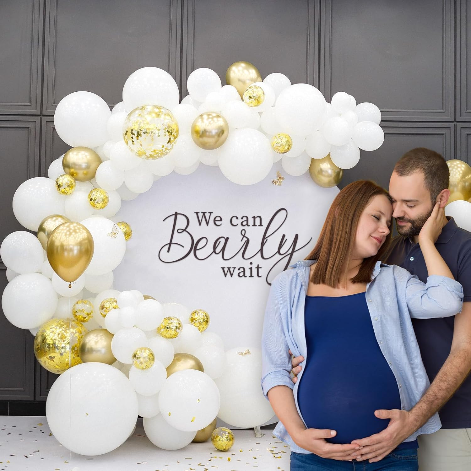 We Can Bearly Wait Sign Decal, We Can Bearly Wait Sticker Baby Shower Backdrop Bear Themed Wall Sticker for Baby Shower Arch Decorations Photo Props Gender Reveal Party image number 1