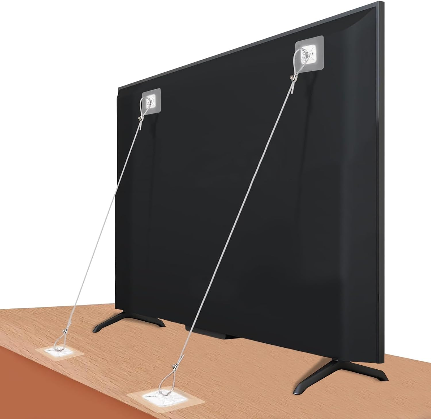 Adjustable 42" TV Safety Straps (2 Pack+4 Spare Adhesive Pad),No-Drill Adhesive Anti-Tip Furniture Anchors Kit for Baby Proofing,Secure Flat Screens Fix to Wall,Cabinet,Dresser,Stand or Desk