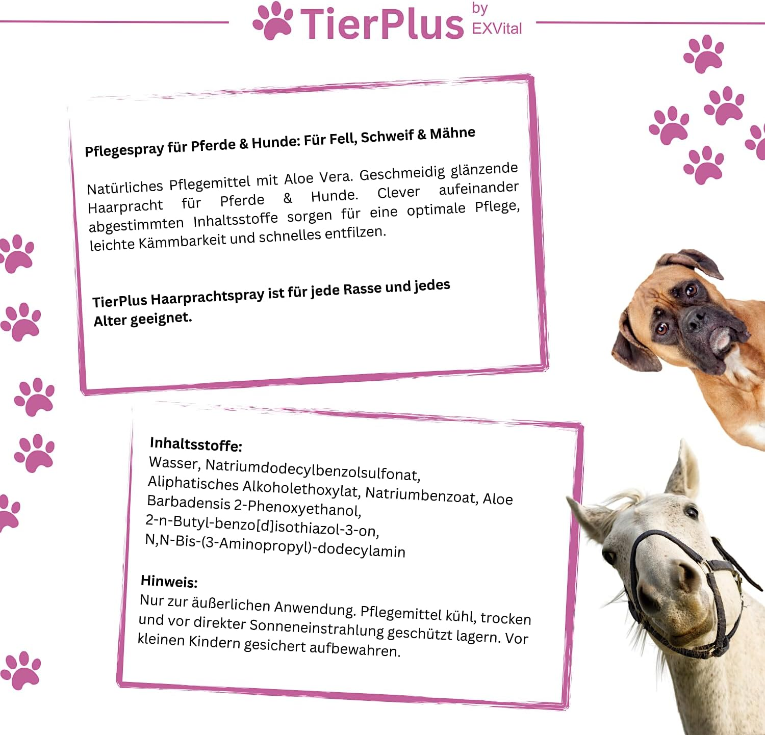 Tierplus Haarpracht Spray for Horses & Dogs, 500 Ml Spray Bottle, Coat, Tail & Mane Spray, Care Spray for Silky Shine, Easy Combing & Detangling, Naturally Skin-Friendly Care image number 1