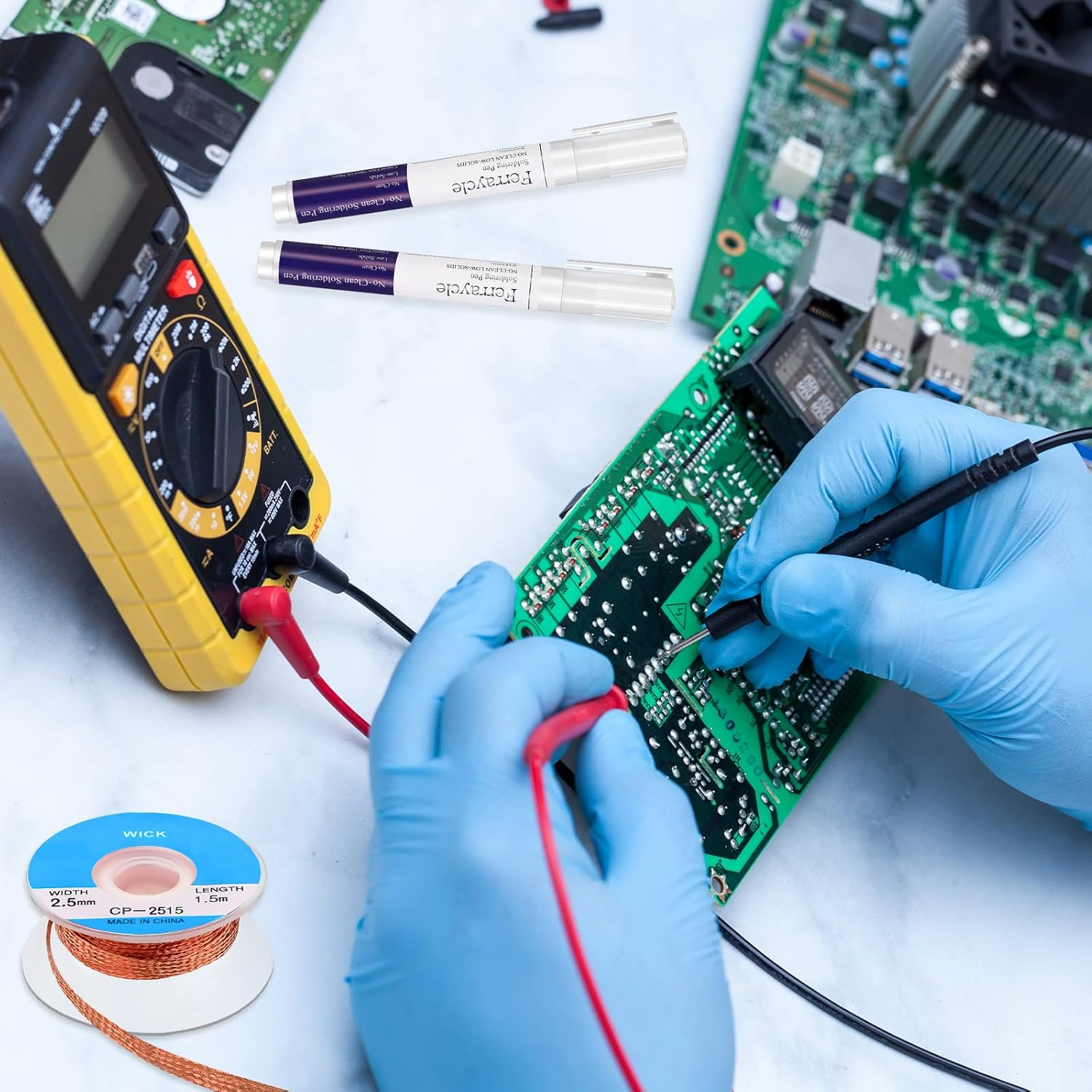 No Clean Soldering Pen and Solder Remover Wick, 0.1 Inch Wide and 59 Inch Long, Solder Braid Wick Liquid Flux for Electronics Welding Repair Tabbing Wire Maintenance image number 4