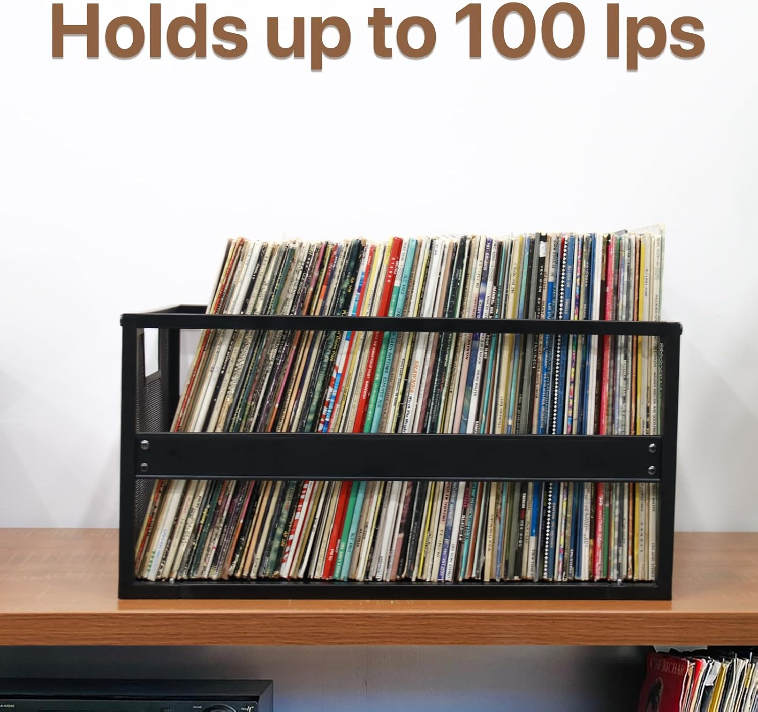 Playboda Metal Vinyl Record Storage Crate with Wheels, Vinyl Record Holder for Albums, Vinyl Record Storage Rack - Holds up to 100 LP, Stylish Organizer for Your Vinyl Record Collection image number 4