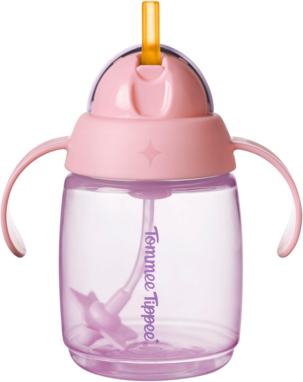 Tommee Tippee Trainer Straw Cup, 300Ml, Easy Transition Toddler Cup for 6 Months+, with Silicone Weighted Straw and Easy-Hold Handles, Assorted Colours, 1 Pack