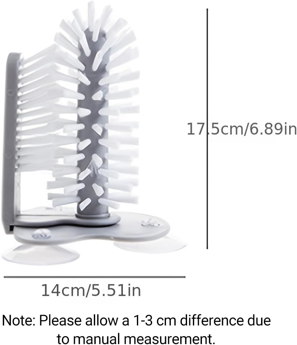 AIMALL 2 PCS Wall-Mounted Multifunctional Cup Brush, Kitchen Sink Rotating Cleaning Brush, Suction Cup Installation, 6.89X5.51 Inches image number 3
