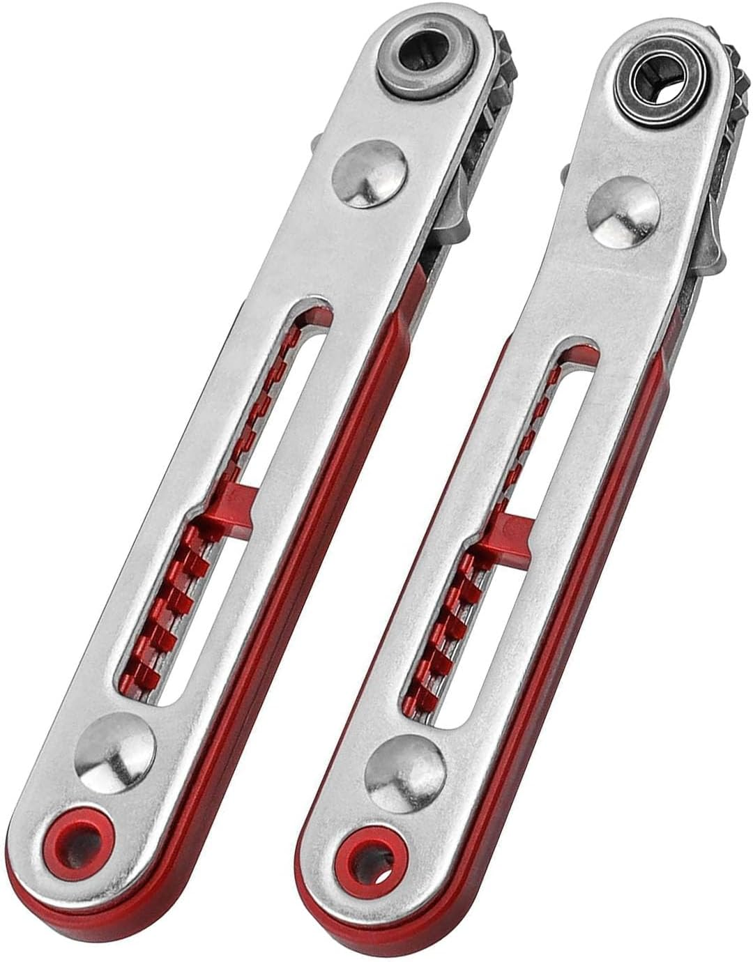 Mtxorvix 2Pcs Mini Ratchet Wrench Set, 1/4 Inch Drive Ratcheting Screwdriver Wrenches Elbow Head & Flat Head High Torque Offset Reversible Drive Handle for 1/4" Hex Shank Drill/Screwdriver Bits image number 1