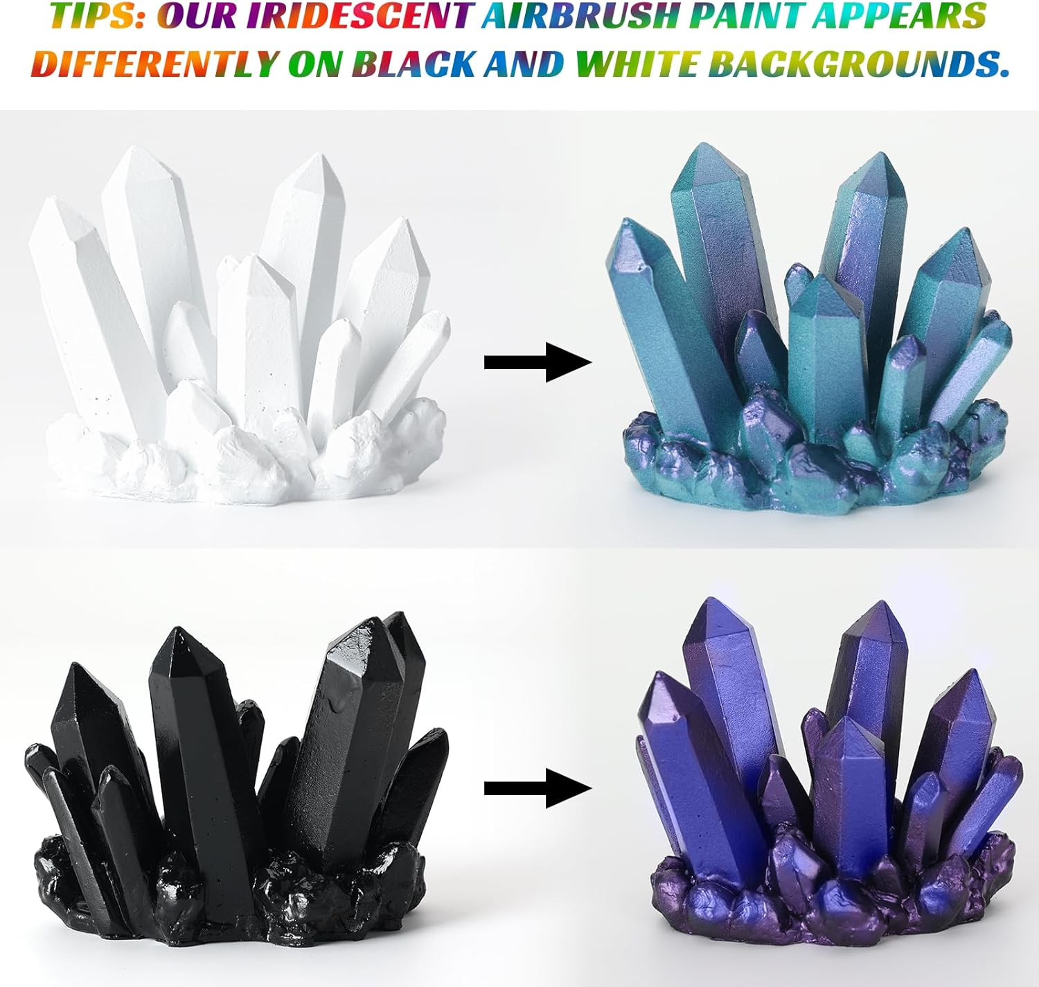 HOMY ARTY Iridescent Airbrush Paint - 30 Colors with 4.05 Fl Oz Thinner and 4.05 Fl Oz Primer, Ready to Spray Acrylic Paint, Water-Based Iridescent Air Brush Colors for Plastic Models, Canvas