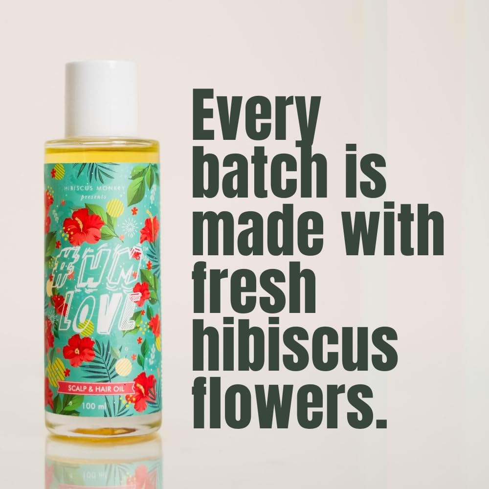 Hibiscus Monkey HM Love Scalp & Hair Oil | Non-Sticky Hair Oil | Natural Hair Oil | Anti-Frizz Hair | Promotes Hair Growth, Reduces Hairfall, Unisex | Flower and Coconut Milk Oil | image number 6