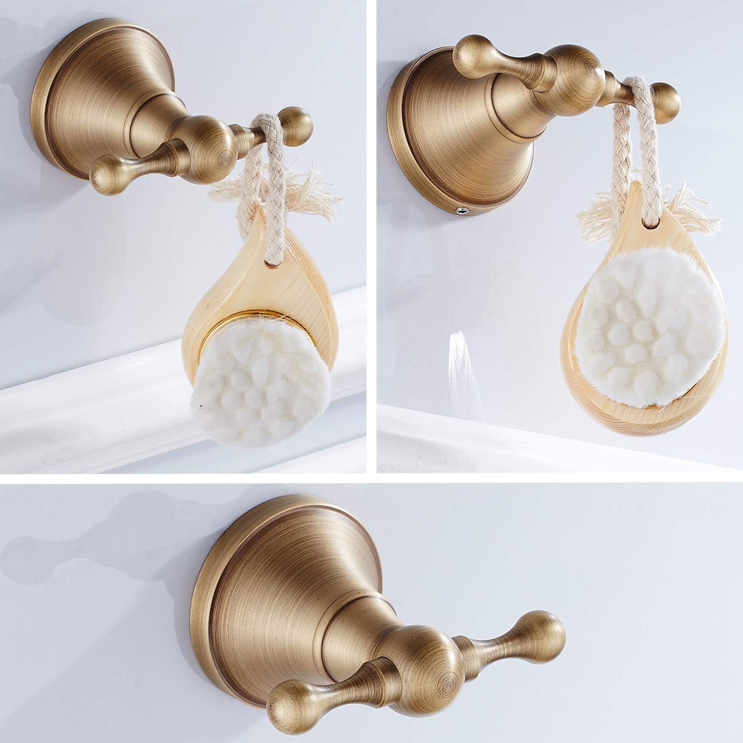 Flybath Coat Hook Antique Brass Towel Robe Hooks Bathroom Kitchen Accessories Wall Mounted, Brushed Bronze image number 2