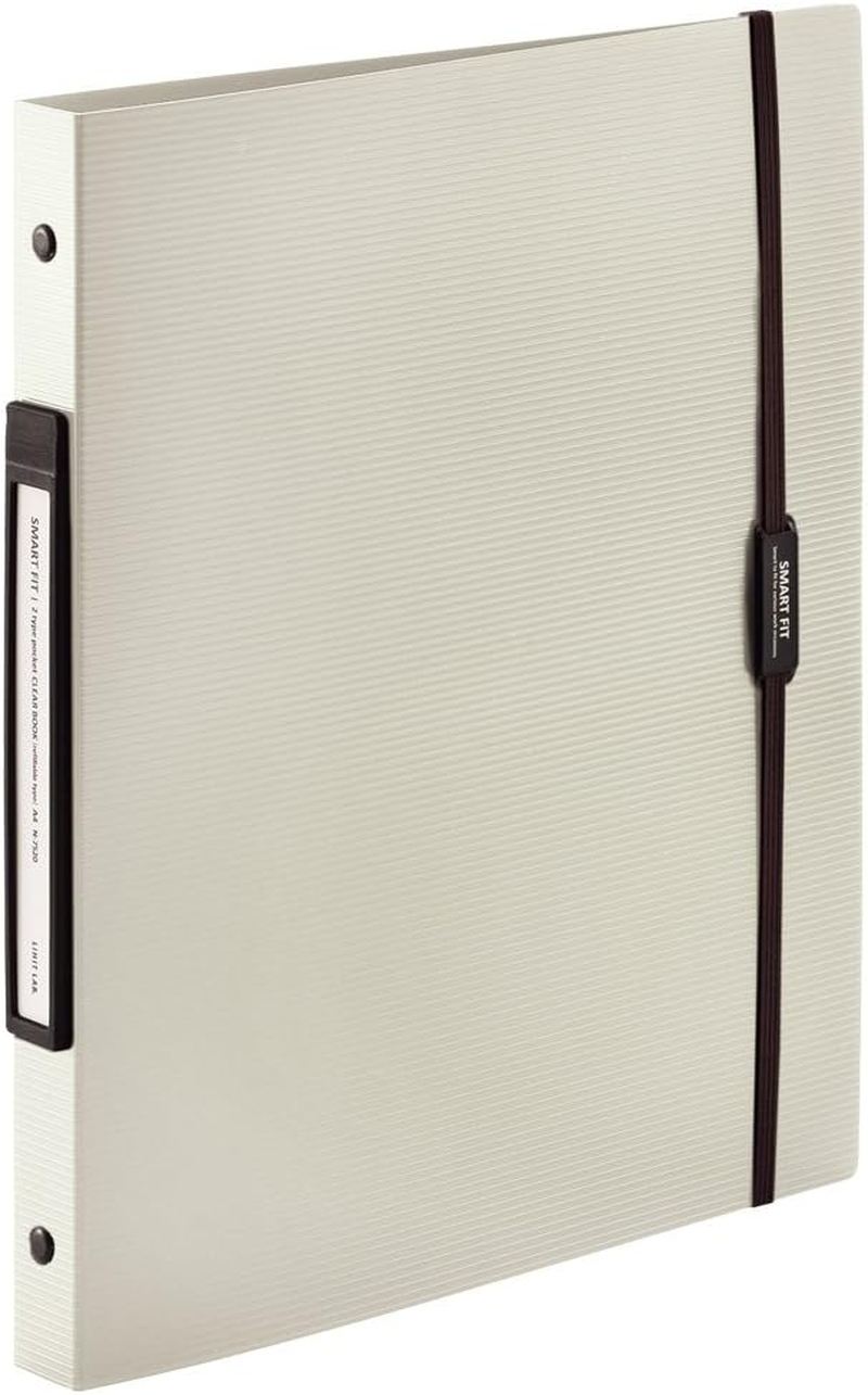 Lihit Lab N7520-11 File Clear Book, A4, 30 Holes, Interchangeable, 2 Type Pockets, Navy