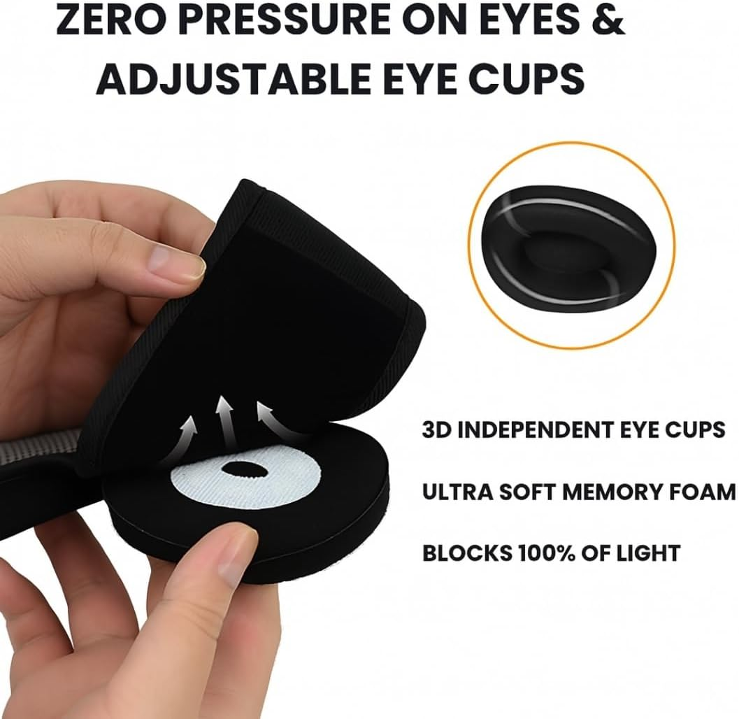 Eye Sleep Mask - 100% Light Blocking Eye Mask, Adjustable Sleeping Mask with Detachable Eye Cups, Ultra Comfortable for Women & Men, Zero Pressure on Lashes, Perfect for Deep Rest/Travel/Shift Work image number 3