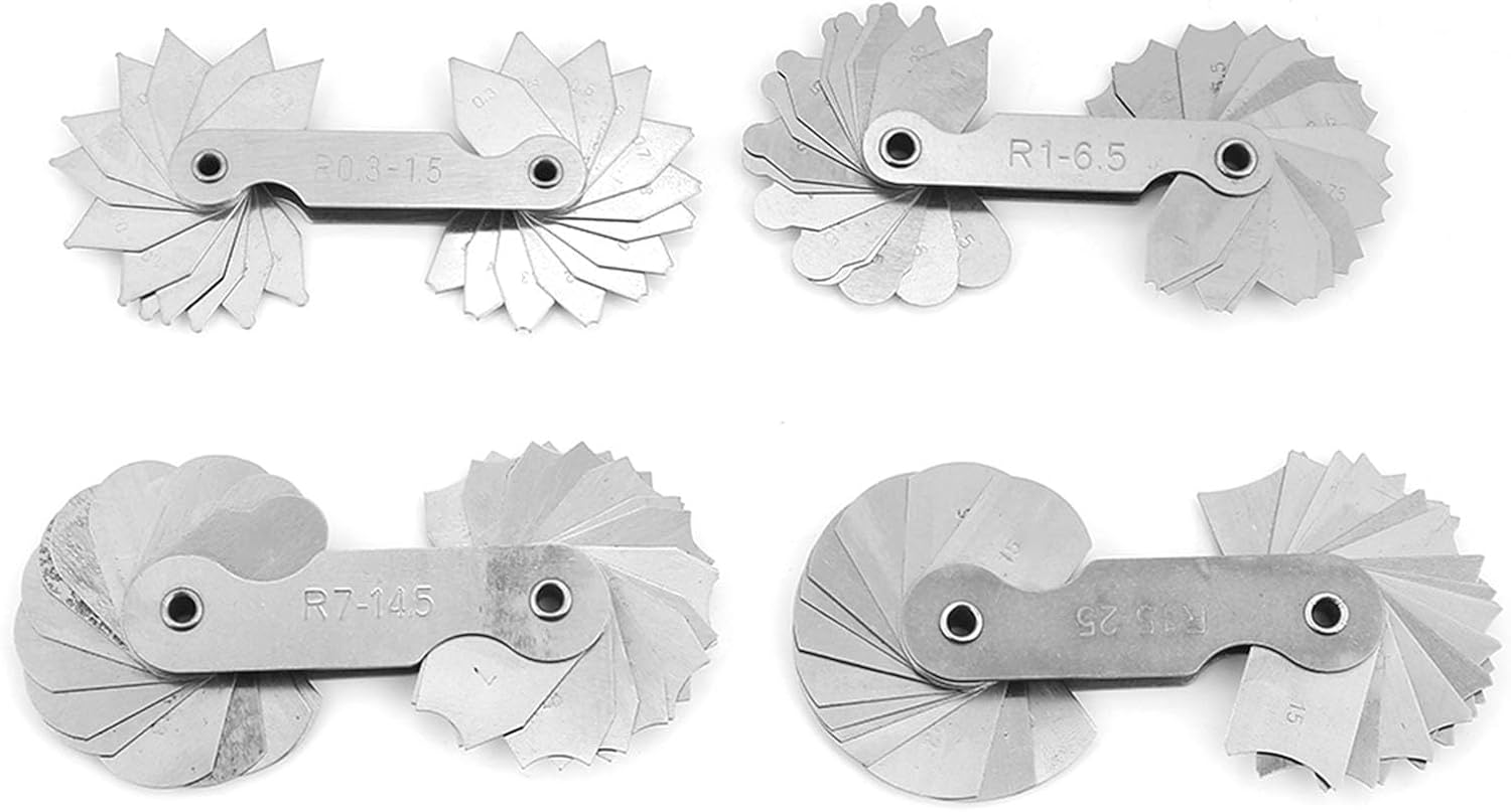 4 Pieces Stainless Steel Radius Fillet Measuring Tool Set for R0.3 1.5, R1 6.5, R7 14.5 and R15 25, Default image number 6