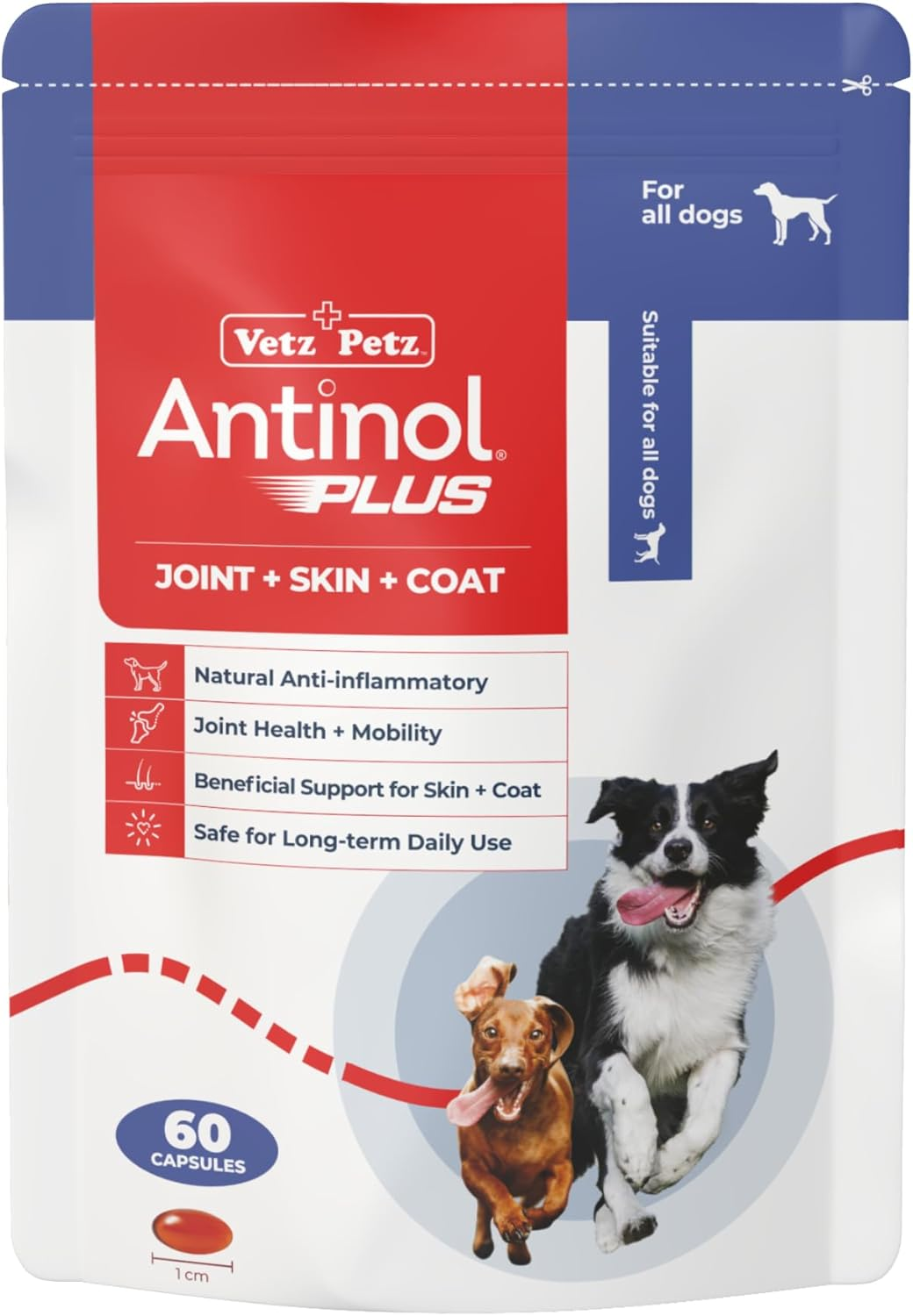 Vetz Petz Antinol plus ? Natural Joint, Skin & Coat Supplement for Dogs ? Marine Lipid Oils for Mobility & Inflammation ? No Fillers or Preservatives (60 Capsules) image number 6