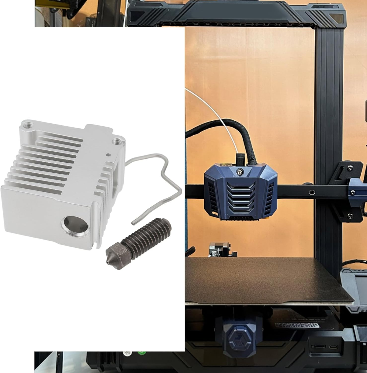 1 Set Hotend Kit Assembly Print Head with 0.4Mm Heatbreak Hardened Steel Nozzle Compatible with Anycubic Kobra 3 Compatible with Kobra 3 Combo 3D Printer (With Heatsink) image number 4