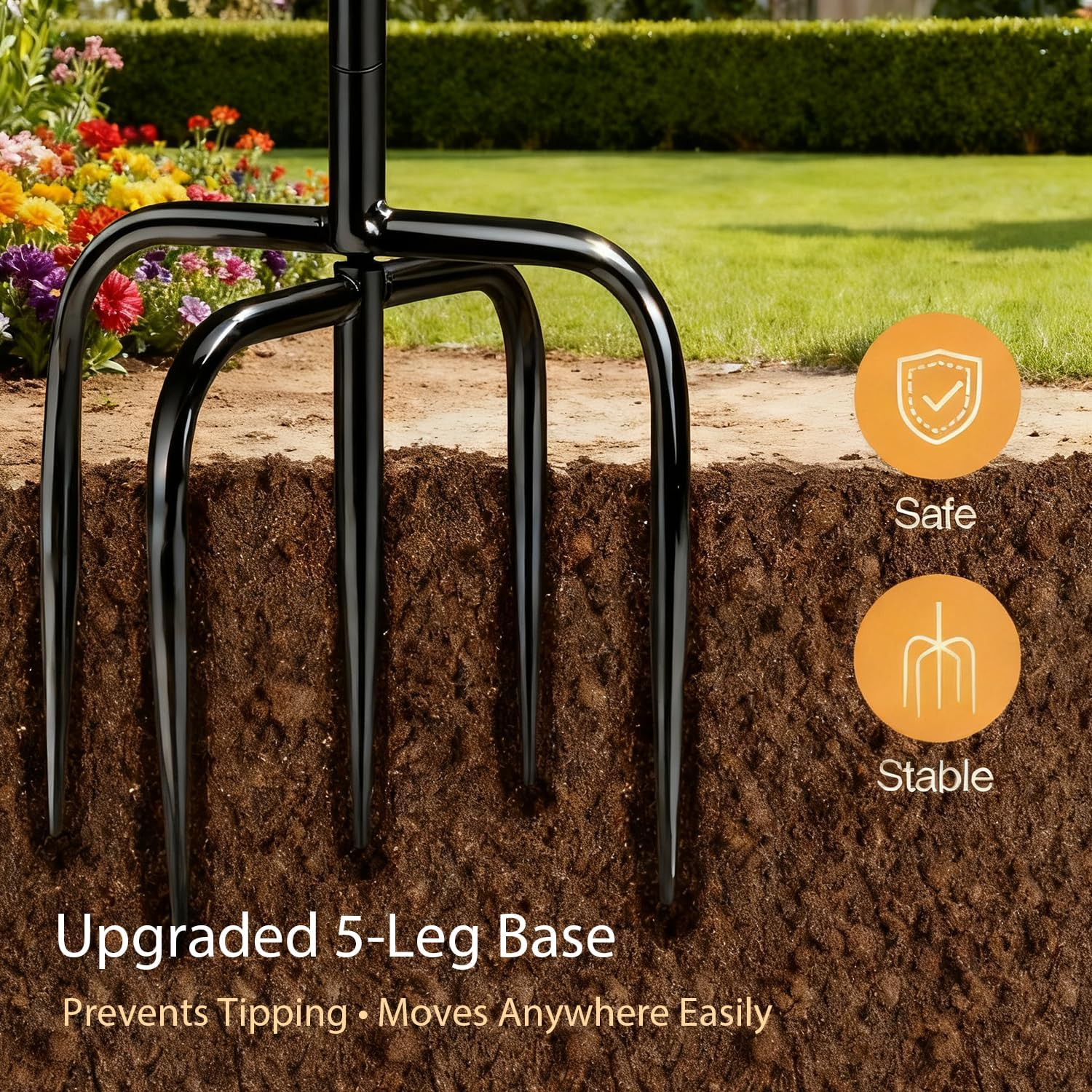 STAVAN 107 Cm (42 Inch) Outdoor Bird Bath, Vintage Style Dual Bowl Bird Bath & Feeder with Sturdy 5-Prong Base, Antique Bronze Freestanding Metal Birdbath for Garden, Patio & Lawn Decor image number 4