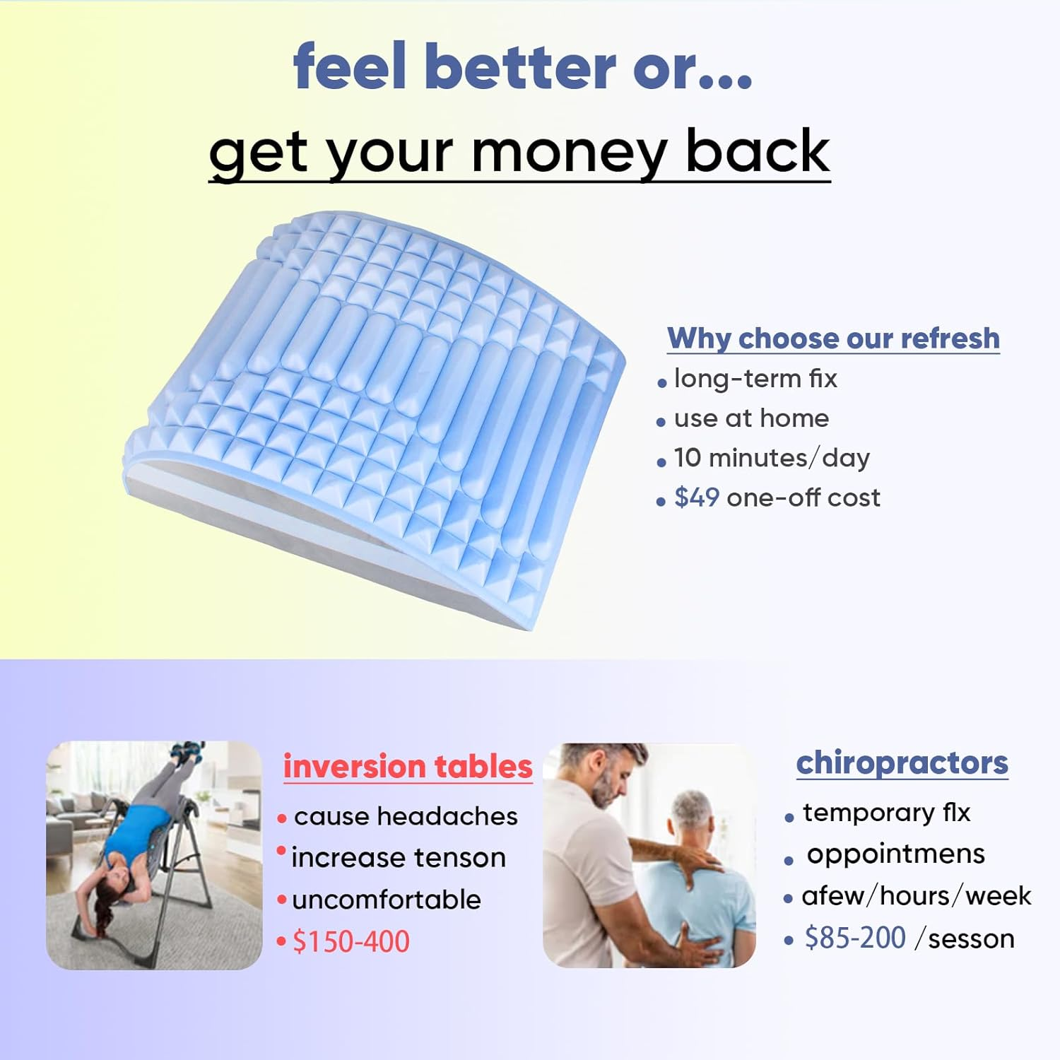 Acemend Back Stretcher,Refresh Back Stretcher, Neck and Back Stretcher for Lower Back Pain Relief,Herniated Disc, Sciatica, Scoliosis - Blue image number 5