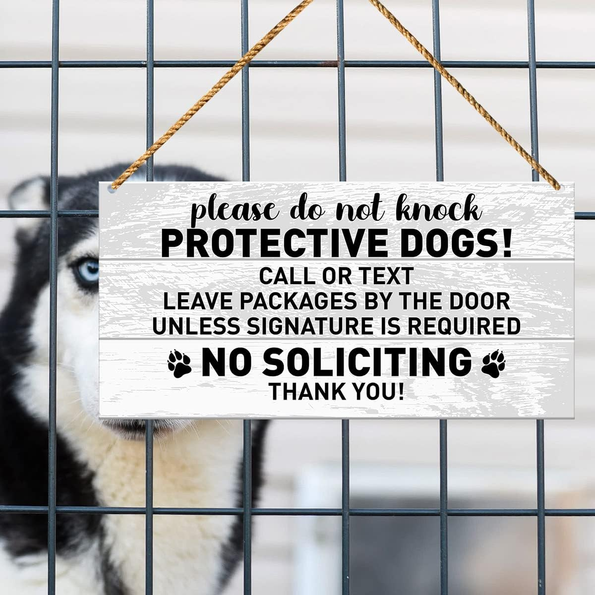 Dog Warning Sign, Please Do Not Knock Protective Dogs, Beware of Dog Sign for Home Front Door Decor, No Soliciting Dog Warning Sign for Gate Fence Yard Home Decoration, Dog Dad Mom Lover Owner Gifts - C image number 6