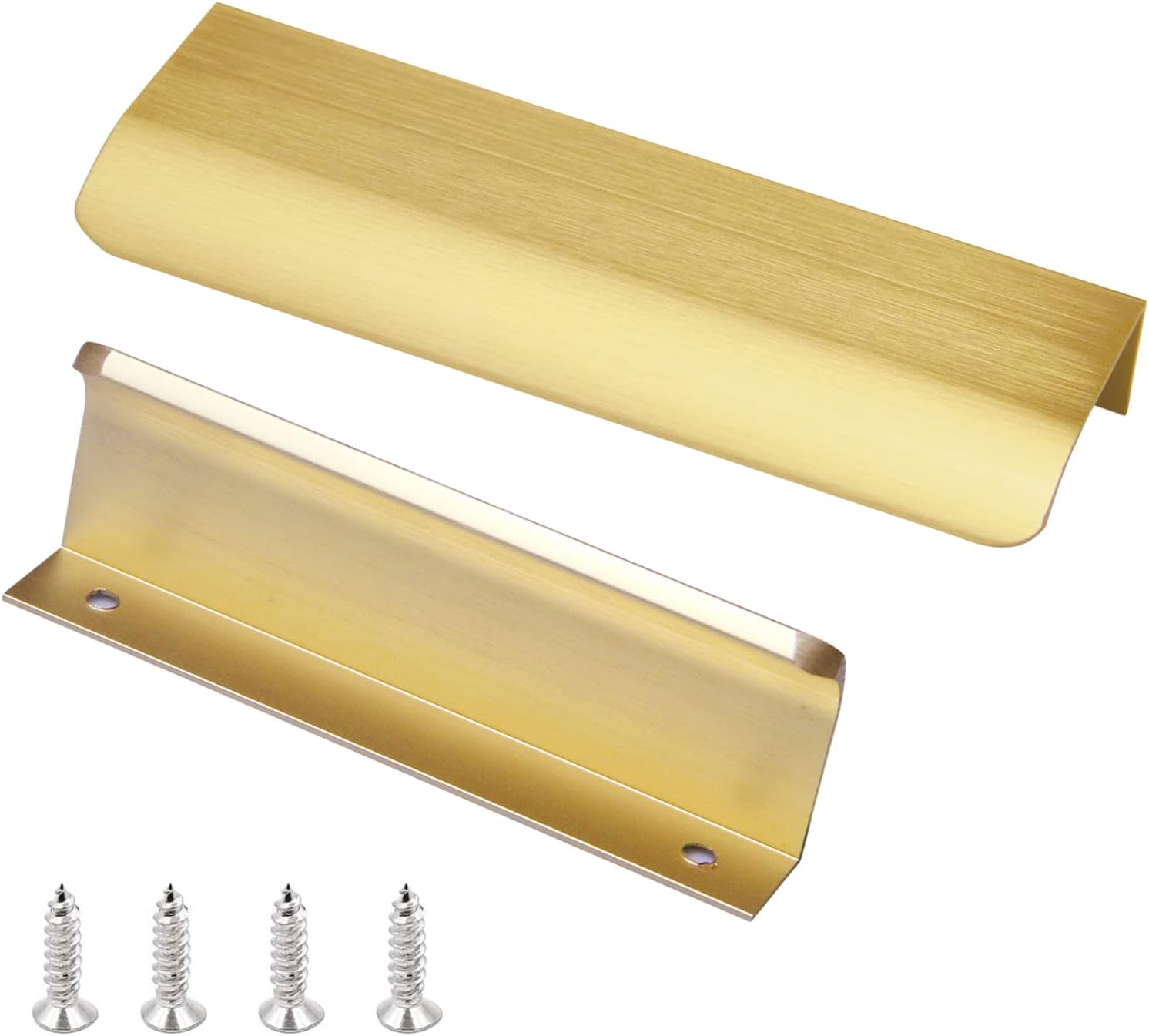 10 Pack Modern Style Finger Edge Pull Furniture Drawerhandles Hidden Cabinet Kitchen Drawer Handles Knobs, Brass, 150Mm