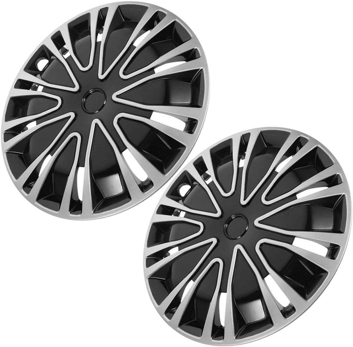 12 Inch Automotive Wheel Hubcaps, 2Pcs Silver Black Decorative Hubcap Covers for Cars, Universal Fit Car Wheel Rim Covers for Seasons image number 6
