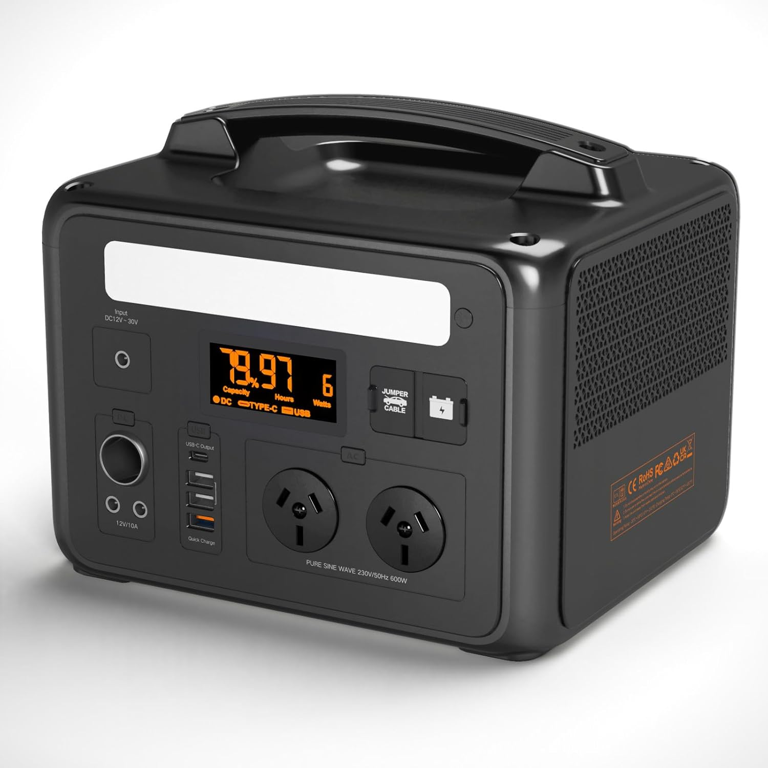 Voltx 600W Portable Power Station 307Wh Lifepo4 Solar-Ready Battery | 3 Charging Solar/Ac/Car|Usb-C PD Output | UPS Backup LCD Display | Camping, Home, RV, Emergencies image number 2