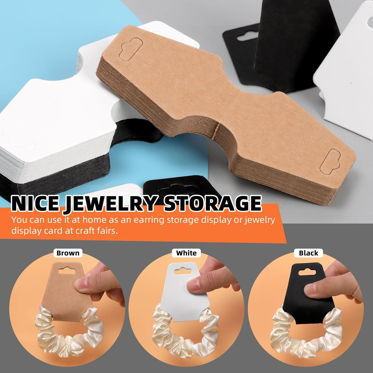 Tanstic 200Pcs Necklace Display Cards, 1.96 X 4.72 Inch/50 X 120Mm Bracelet Keychain Earring Kraft Paper Packing for Jewelry (Brown) image number 3