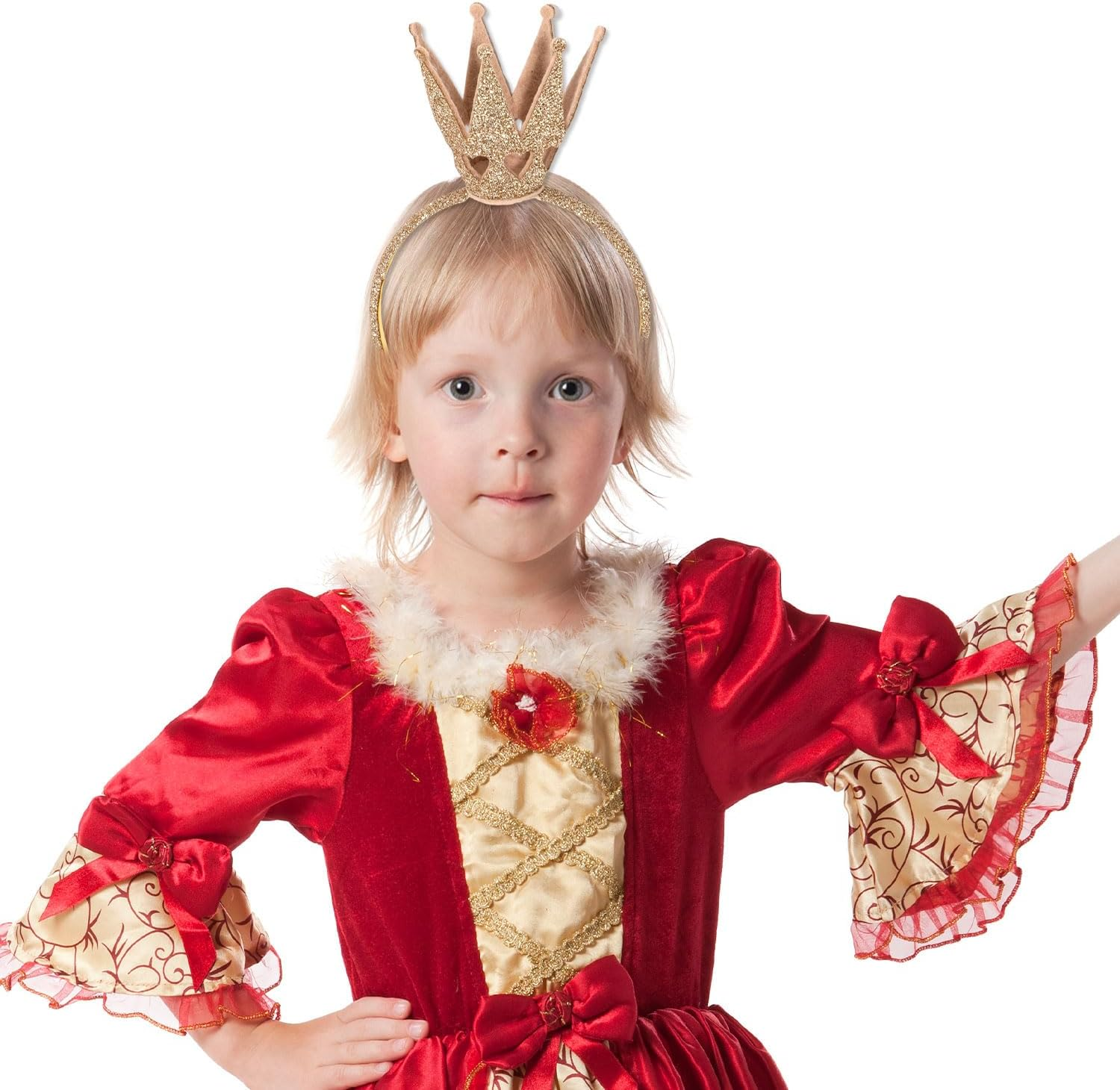 XIHIRCD Queen of Hearts Headband, Glittery Gold Headband Queen of Hearts Costume Accessories Gold Tiara Headband for Girls Masquerade Tiara