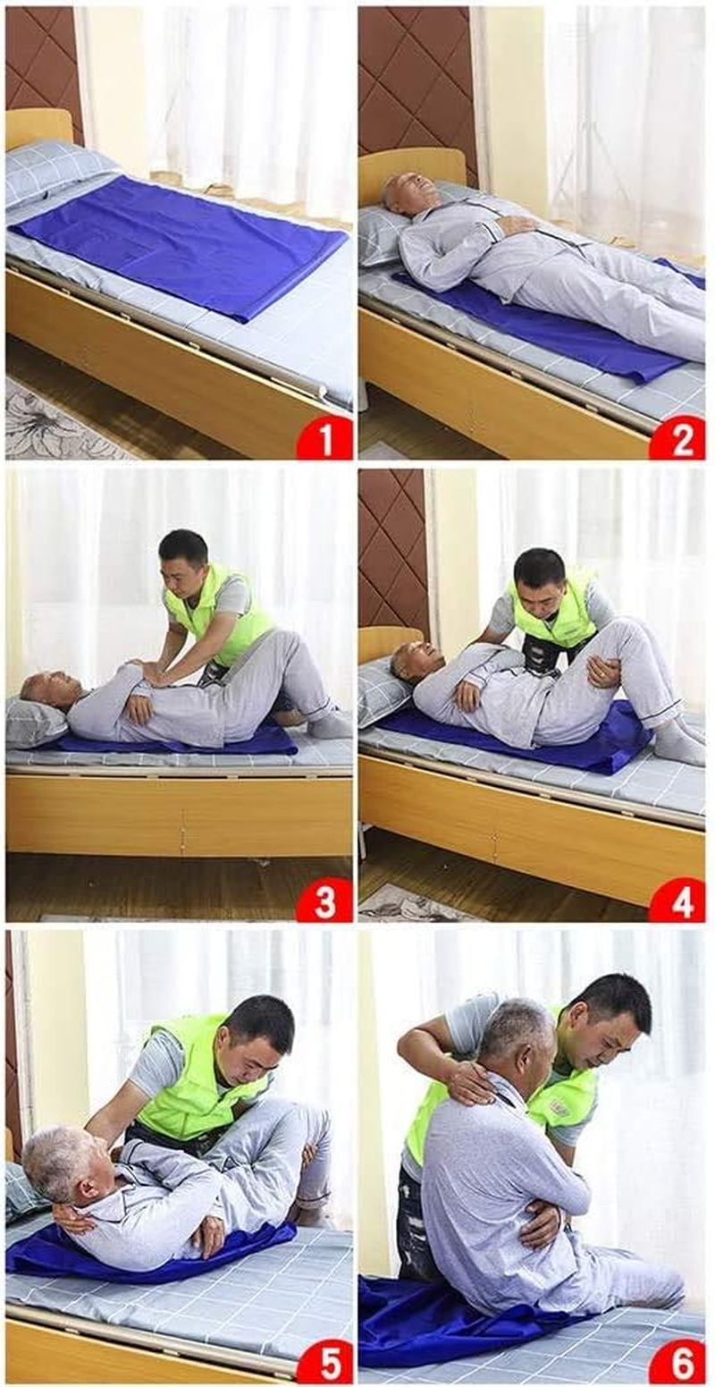 HNYG Reusable Flat Slide Sheet for Patient Transfer, Turning, and Repositioning in Beds, Hospitals and Home Care, Sliding Draw Sheets to Assist Moving Elderly and Disabled (Blue, 110X70 CM) image number 4