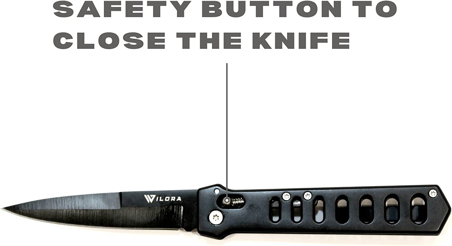 Wilora Black Folding Knife - Includes Sharpening Stone | EDC Pocket Knife image number 6