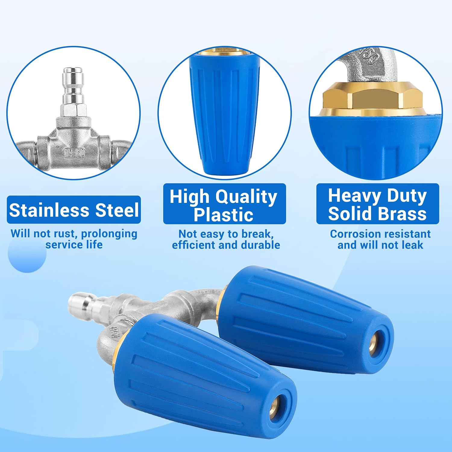 EZALOR Dual Turbo Nozzle Pressure Washer, 360&deg;Rotating Turbo Nozzle with 1/4" Quick Connector, 2.0 Orifice Twin Turbo Nozzle, 4-6 GPM, 4000 PSI image number 4