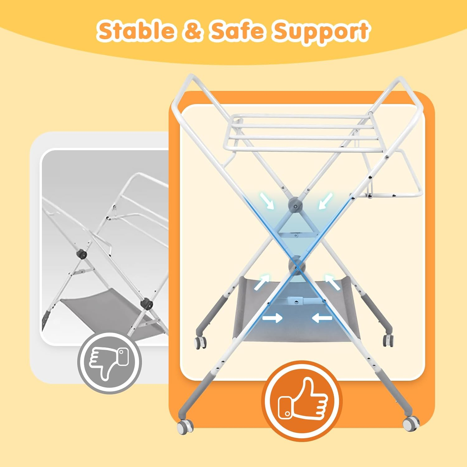 Advwin Baby Changing Table with Adjustable Height, Foldable Diaper Station with Storage Shelf, Portable Toddler Change Table for Home Nursery image number 2