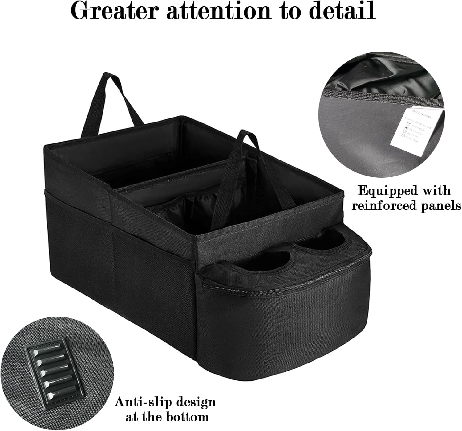 2Pcs Car Organizer, Car Seat Storage, Compartmentalized Storage with Cup Holders, Black image number 2