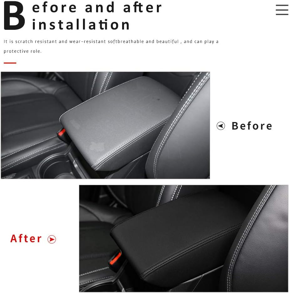 INTGET Car Center Console Armrest Cover for 2024 Subaru Forester Accessories 2019 2020 2021 2022 2023 Leather Middle Arm Rest Box Lid Cover Seat Pad Protector(Black) image number 1